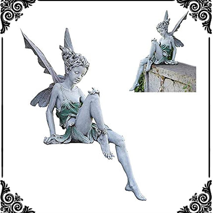 Decorazioni Giardino, statue da giardino, Statua Fata Seduta, Giardino Decorazioni, Statue Decorativa Angeli Statuette Ornamento Giardino Esterno Resina, Statue e Sculture Casa Decorazione cortile
