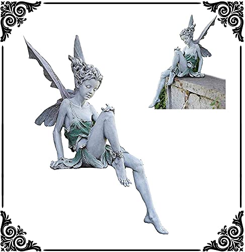 Decorazioni Giardino, statue da giardino, Statua Fata Seduta, Giardino Decorazioni, Statue Decorativa Angeli Statuette Ornamento Giardino Esterno Resina, Statue e Sculture Casa Decorazione cortile