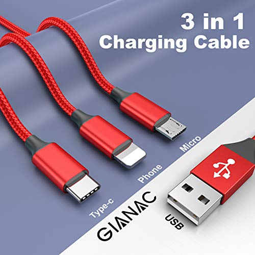 GIANAC Multi Cavo di Ricarica, [1.5M] 3 in 1 Nylon Cavo Cavetto Micro USB/Tipo C Cavo di Ricarica USB per Nexus 6P 5X/Google Pixel/Samsung Galaxy/Huawei/Honor/Xiaomi/LG