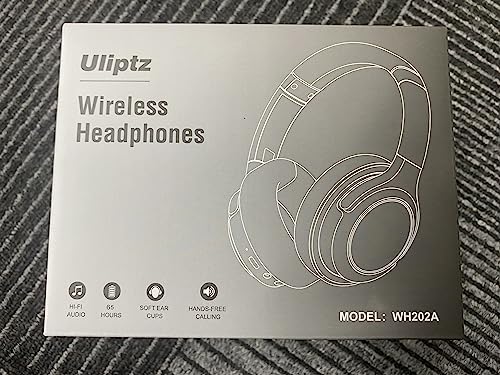 Uliptz Cuffie Wireless Bluetooth, 65 Ore Di Riproduzione, 6 EQ Modalità di Suono, Cuffie Senza Fili Stereo HiFi Over Ear con Microfono, Cuffie Bluetooth 5.3 per Viaggio/Ufficio/Telefono/PC (Nero)