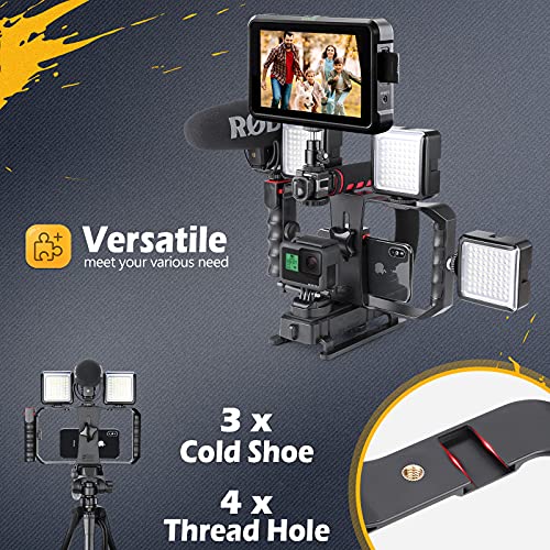 Zeadio Stabilizzatore portatile con Supporto video per telefoni, per Canon Nikon Sony Panasonic Pentax Olympus DSLR Videocamera Telecamera Fotocamera e tutti gli smartphone