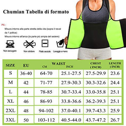CHUMIAN Tuta Sauna Dimagrante Donna Corsetto Vita Neoprene Sudore Sportiva Gilet Fitness Canotta Snellente Body Shaper (Nero, XL)