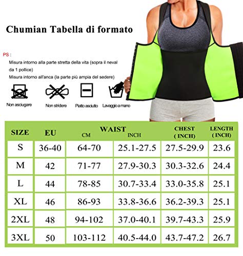 CHUMIAN Tuta Sauna Dimagrante Donna Corsetto Vita Neoprene Sudore Sportiva Gilet Fitness Canotta Snellente Body Shaper (Nero, XL)