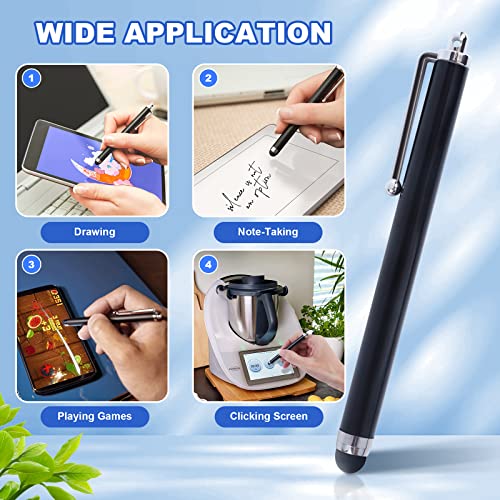 2 Pezzis Penna Touch Compatibile con Tablet/Samsung/Android/iOS/Smartphone, Stylus Stilo con Supporto e Filo a molla per uso Penna Pen Universale per Dispositivi Touchscreen Thermomix 5 e 6