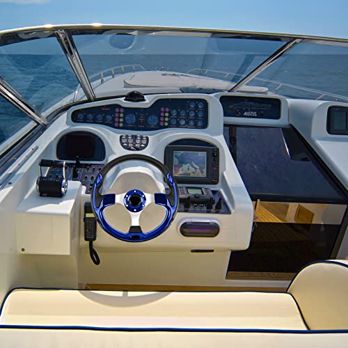 Acclcors Volante per barche da 12,5 pollici, 3/4 pollici, adattatore per volante in carbonio antiscivolo, per barche, yacht, barche pontoon (blu)