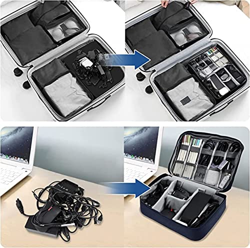 Organizer Cavi, Borsa Accessori Elettronici, Borsa Organizer per Cavi Elettrici, Organizzatore Multifunzione per Fotocamera Disco Caricatore, Elettronica Viaggio Custodia Organizzatore(blu navy)