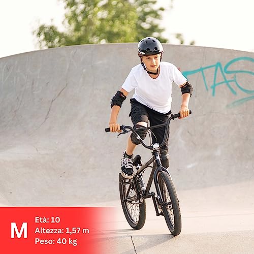 SKATEWIZ Protect-1 - Taglia M in nera - ginocchiere bambini - protezioni skateboard bambini pattini bambina - protezione bici bambino - ginocchiere pattini bambina - ginocchiere pallavolo bambina