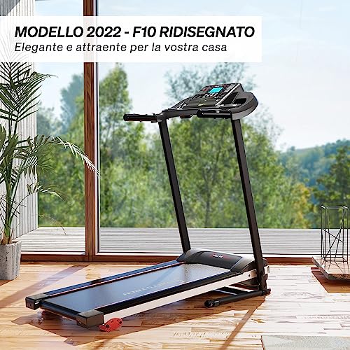 Sportstech - F10 Tapis Roulant Pieghevole, 1HP Tapis Roulant Professionale con 3 Livelli Di Inclinazione (Fino A 18°), A Bassa Rumorosità Tapirulan Pieghevole con Cinturino per Il Polso E Console LCD