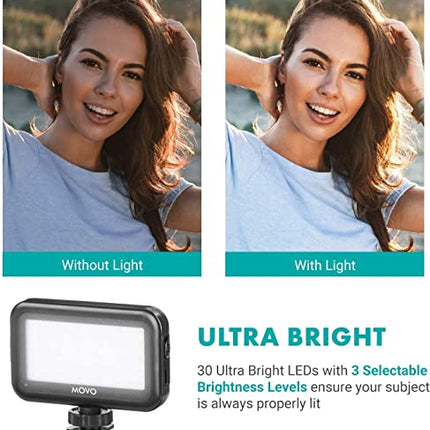 Movo iVlogger Kit para iPhone: Kit de Vlogging compatible con Lightning - Accesorios: Micrófono Direccional, Luz LED, Trípode para teléfono y Soporte para teléfono - Para YouTube o Kit de Vlogging
