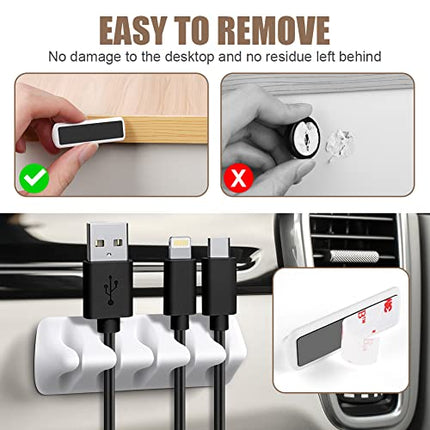 URAQT Clip per Cavi, 16 Pezzi Organizer a Clip per Cavo Fermacavi Clip Fermacavo con Nastri Adesivi, Organizer per la Gestione dei Cavi Organizzatore di Cavi per Casa e Ufficio(Bianco-mini)