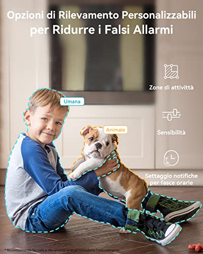 blurams Telecamere Wifi Interne 2K,Videocamera Sorveglianza Interno Wifi,Telecamere per Cani/Casa/Bambini,Visione Notturna a Colori,One-Touch Call,Allarme,Rotazione a 360° (2.4GHz Wi-Fi)