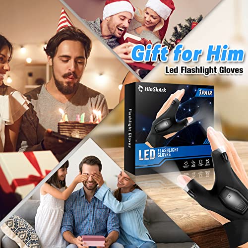 Hinshark Regalo Uomo, Regalo Uomo Compleanno Originale, Ricaricabile Guanti con Luce LED Gadget Utili, Idee Regalo Uomo Regali per Lui/Papà, Regalo Festa del Papà, Idee Regalo Natale Uomo/Donna