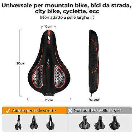 Coprisella Bici Gel, Copri Sella Bici, Ergonomico, Morbido e Confortevole, con Copertura Impermeabile, per MTB, Bici da Corsa, E-Bike