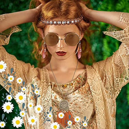Set di 4 Accessori per Costume da Hippie Anni '70 '60 Accessori per Vestito da Cowgirl di cui Occhiali Collana Orecchino Fascia da Hippie per Donna Ragazza Costume di Carnevale
