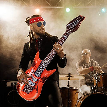 Dreamtop 10 pezzi Punker Costume Accessori Punk Gothic Rocker Kit Uomo Rock Star Punker Kit 70s 80s 90s Disco Rocker Travestimento Accessori Gonfiabile Chitarra Microfono Rocker Kit