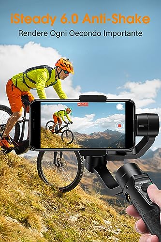 hohem iSteady Mobile Plus Stabilizzatore Gimbal, 3 Assi Stabilizzatore con Treppiedi, Modalità Sportiva/600° Rotazione, Caricamento 280g per iPhone&Android Smartphone, Gimbal per Vlog/Youtube/TikTok