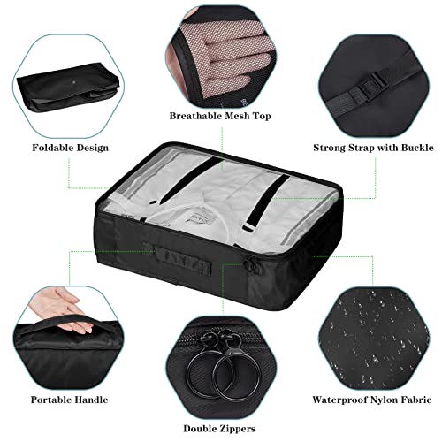 TENXSNUG Organizer Valigie Viaggio, 8 Pezzi Travel Organizer Packing Cubes Leggero Organizzatore Valigia Cubi di Imballaggio Cubo di Viaggio per i Vestiti, Scarpe, Intimo, Nero