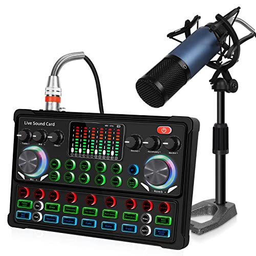 RUBEHOOW scheda audio live streaming microfono condensatore mixer DJ è un dispositivo di streaming adatto per live, registrazione, PC e voce di gioco.