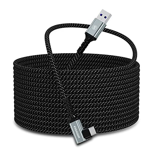 ESSAGER Cavo collegamento 5M USB 3.0 Compatibile con Meta/Oculus Quest 2 Accessori e PC/Steam VR, Trasferimento dati PC ad Alta Velocità, Cavo USB C per Cuffie VR e PC da Gioco