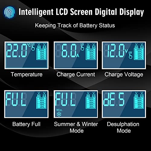 YDBAO Caricabatteria Auto di Carica 10A 12V/24V Carica Batteria Auto Protezione LiFePO4 Multipla Mantenitore di Carica Auto Con Display LCD per Auto Moto