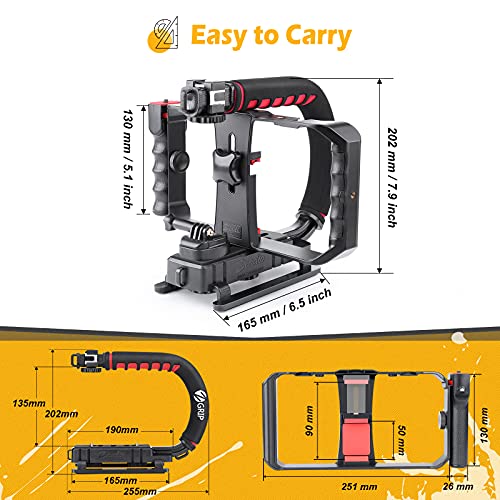 Zeadio Stabilizzatore portatile con Supporto video per telefoni, per Canon Nikon Sony Panasonic Pentax Olympus DSLR Videocamera Telecamera Fotocamera e tutti gli smartphone