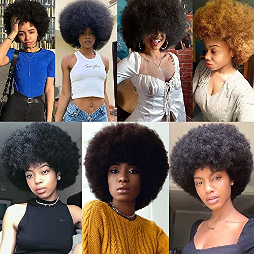 Xtrend Parrucche corte afro crespi ricci ricci neri soffici afro ricci parrucche sintetiche resistenti al calore parrucche morbide ricci ricci parrucche per donne nere 1B #