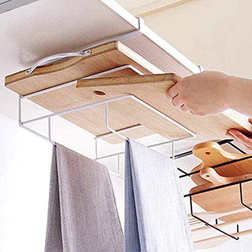 Brussels08 - Scaffale da cucina a doppio strato, con ripiano in ferro da stiro, da appendere su credenza, tagliere, coperchio portaoggetti per vaso, organizer per bagno, cucina, colore: bianco