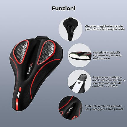 Coprisella Bici Gel, Copri Sella Bici, Ergonomico, Morbido e Confortevole, con Copertura Impermeabile, per MTB, Bici da Corsa, E-Bike