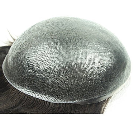 Parrucca Uomo PU Toupet Pezzi di Capelli Umani Europei per Gli Uomini Sostituzione dei Capelli Sistema 8×10 Pollici Parrucche 0.06 Centimetri di Spessore Uomini Parrucca in Marrone Chiaro