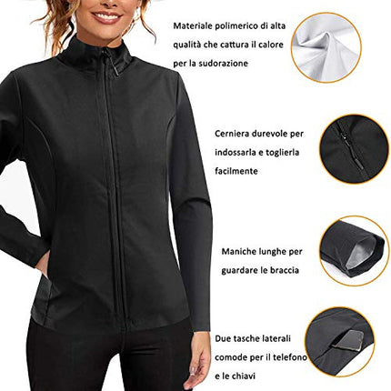 Gotoly Maglia Sauna Dimagrant Donna Tuta per Sudare Dimagrire Fitness Manica Lunga T-Shirt Fascia Dimagrante Canotta Termici Sportiva Gilet Body Shaper (Nero, M)
