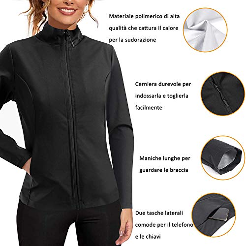 Gotoly Maglia Sauna Dimagrant Donna Tuta per Sudare Dimagrire Fitness Manica Lunga T-Shirt Fascia Dimagrante Canotta Termici Sportiva Gilet Body Shaper (Nero, M)