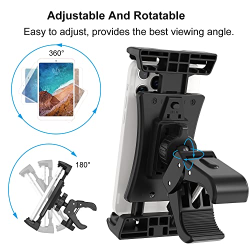 Tendak Cyclette Spin Bike Supporto per Tablet - Regolabile 360° Tapis Roulant Ginnastica Manubrio Musica Microfono Stand Supporto Titolare per iPad Pro iPad Mini Air, 4.7-12.9" Tablet Cellulari