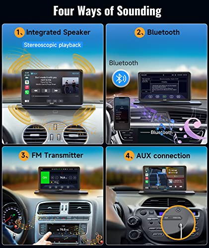 Spedal NaviCam 796W Wireless Apple Carplay & Android Auto, autoradio portatile con touchscreen IPS da 7 pollici, telecamera esterna, vivavoce Bluetooth con WiFi, AirPlay, trasmettitore AUX/FM 12-48V