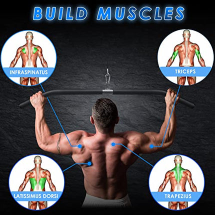Barra Lat Machine Palestra Casa, Barra Fitness Pull Down con Schiuma per Lat Machine Attrezzi Palestra in Casa, Sbarra per Rack Palestra Power Station Smith Machine Bicipiti Tricipiti Workout (85cm)
