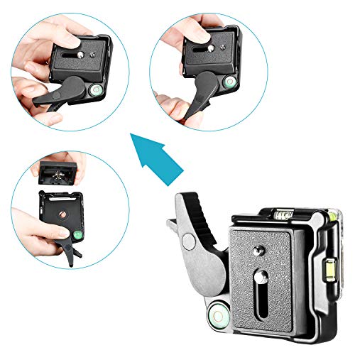 NEEWER Piastra professionale a Sgancio Rapido in Lega di Alluminio con Adattatore e Vite da 1/4"-3/8", Livella a bolla per Fotocamera DSLR, Treppiede o Monopiede Stabilizzatore con Testa girevole