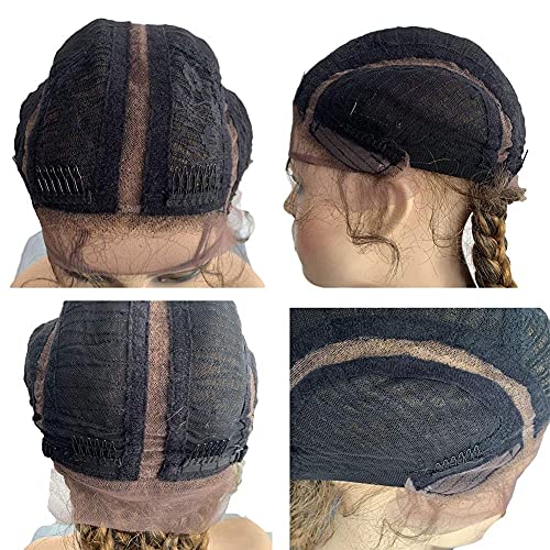 76,2 cm nero pizzo anteriore trecce parrucca con capelli bambino 4 intrecciato sintetico resistente al calore capelli per donne nere mano Twist frontale parrucca