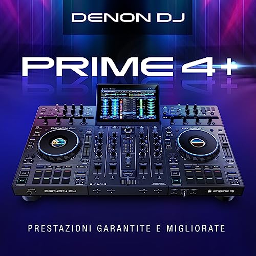 Denon DJ PRIME 4+ Controller indipendente a 4 deck per DJ con streaming Wi-Fi, Drop Sampler, schermo touch da 10,1", controllo luci ed effetti