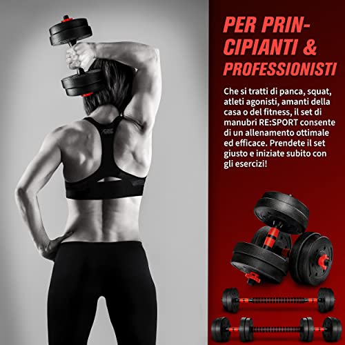 Set Manubri Regolabili 2 In 1 RE:SPORT - 15-40kg, Con Chiusure Stella E Raccordo - Foto 3