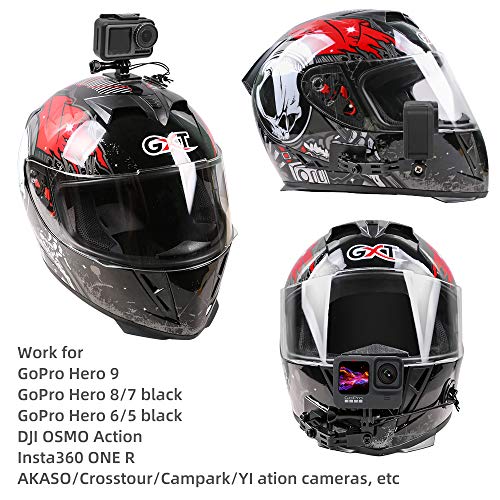 SUREWO Supporto per mento per casco da moto in alluminio compatibile con GoPro Hero 11/10/9/8/7/(2018)/6/5 Black, DJI Osmo Action 2, Insta360 ONE R/AKASO/Crosstour e altro