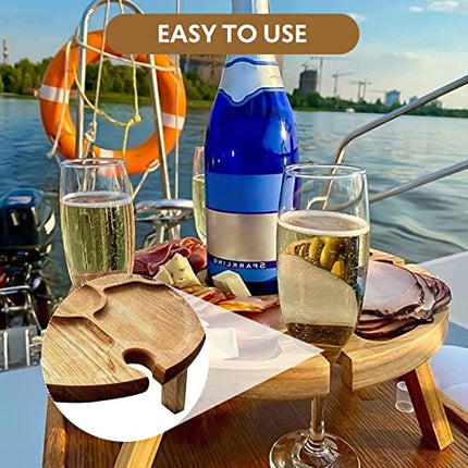 Tavolino Vassoio Aperitivo,Tavolo da vino da esterno, 4 Spazi Portabicchieri, Tavolino Basso da Giardino, Tavolo da Spiaggia Piccolo Campeggio Portatile, Tavolo da Picnic per Giardino di casa Camping