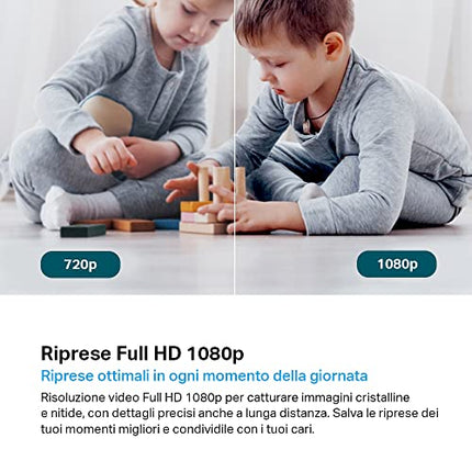 TP-Link Telecamera Wi-Fi Interno, Videocamera sorveglianza 1080P, Visione Notturna, Audio Bidirezionale, Notifiche in tempo reale del sensore di movimento(Tapo C200)