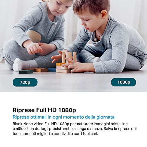 TP-Link Telecamera Wi-Fi Interno, Videocamera sorveglianza 1080P, Visione Notturna, Audio Bidirezionale, Notifiche in tempo reale del sensore di movimento(Tapo C200)