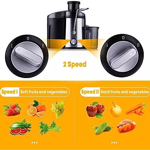 SOKNAY 800W Centrifuga Frutta e Verdura, 2 Velocità, 65MM Apertura di Riempimento Larghezza, Acciaio Inossidabile, Nero