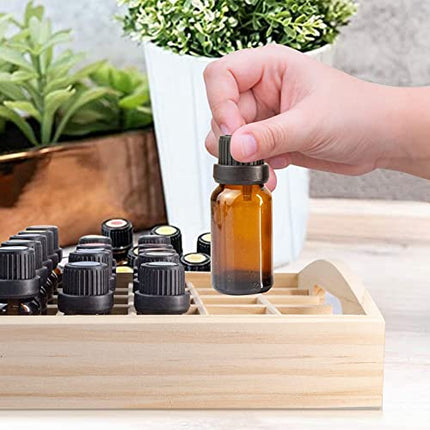 WishesMar 30 Slots Supporto per Oli Essenziali Organizzatore Mensola in Legno per Oil Aromaterapia e Profumati - Può Contenere Bottiglie di Olio Essenziale da 5ml,10 ml #A