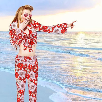 Gohytal Costume Hippie da Donna, 5 Pezzi anni '70 anni '80, Costume hippie Hippie, Accessori per Carnevale, Festival Abbigliamento, Accessori Hippie per Costume di Halloween, Cosplay, Carnevale