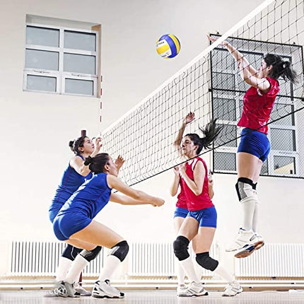 Wuzfully Pallone da Pallavolo Soft Touch Pallone Volley per Bambini/Adulti,Taglia Ufficiale 5 (Blu/Giallo/Bianco)
