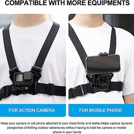 TELESIN Supporto per cintura toracica per telefono cellulare, Accessori per fotocamere d'azione compatibili per GoPro Hero 11/10/9 DJI Insta360 iPhone ecc.