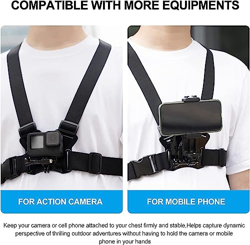 TELESIN Supporto per cintura toracica per telefono cellulare, Accessori per fotocamere d'azione compatibili per GoPro Hero 11/10/9 DJI Insta360 iPhone ecc.