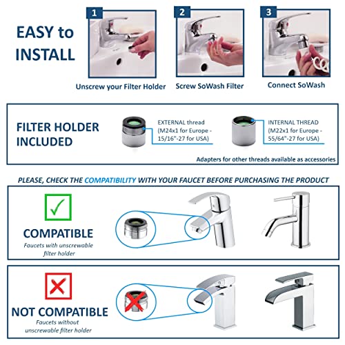 Idropulsore Dentale SoWash | Trio | Si Collega al Rubinetto | Irrigatore Dentale Senza Batterie e Elettricità | 1 Testina Vortice + 1 Testina Vortice Brush + 1 Testina Idrogetto | Prodotto Italiano