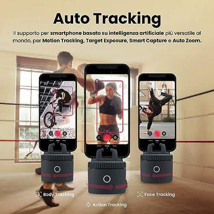 Pod Lite Sensore di movimento automatico Tracking Supporto e Pod Smartphone per creazione di contenuti a mani libere Rotazione 360° Bluetooth Registrazione Video Supporto per fotocamera